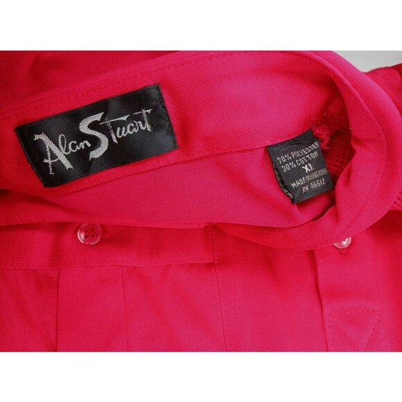 Alan Stuart Polo Shirt Mens XL Red Banded Waist Mesh Panel Casual Vintage 80s - Picture 10 of 10